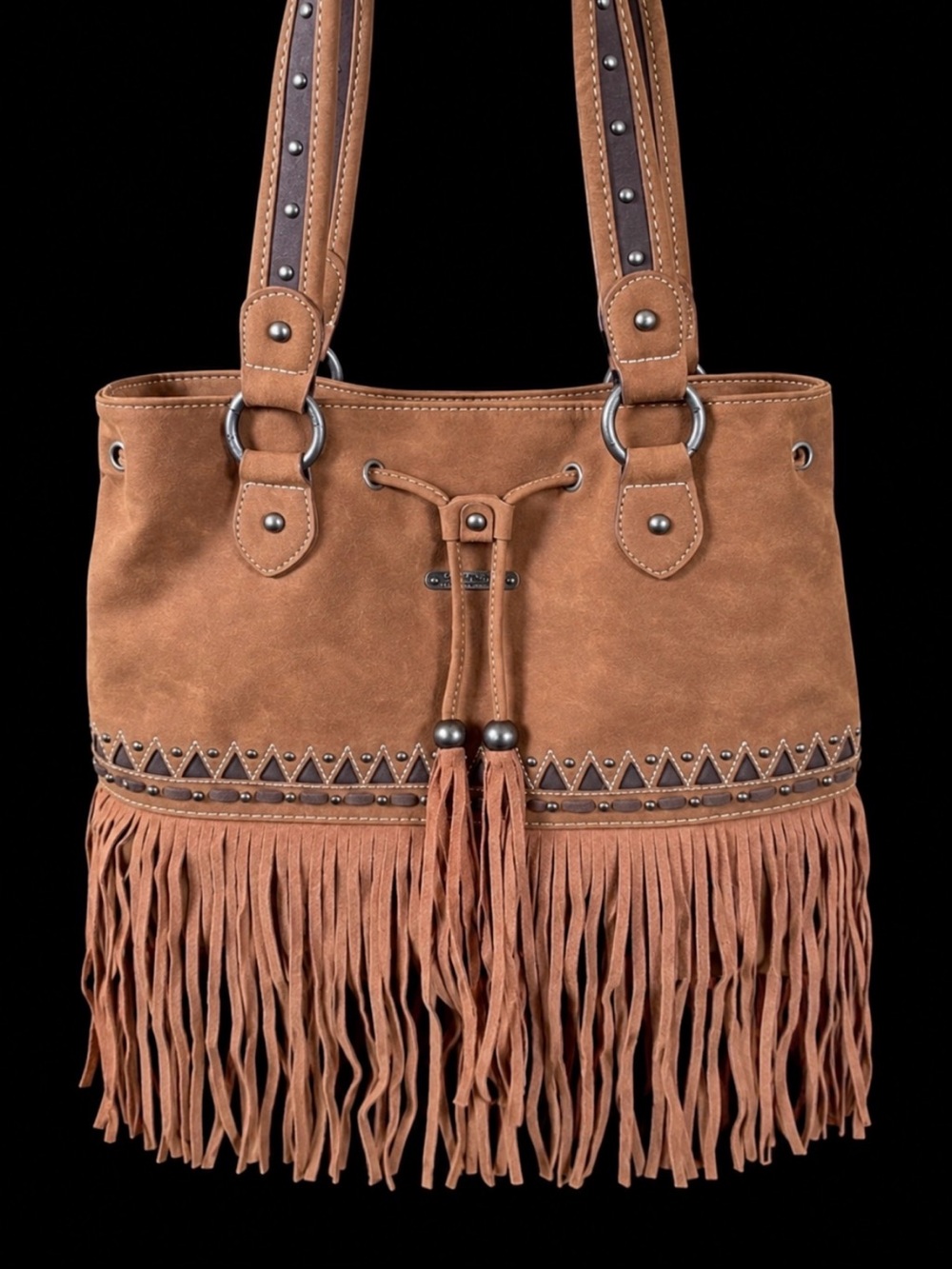 Montana West Brown Fringe Suede Shoulder Bag